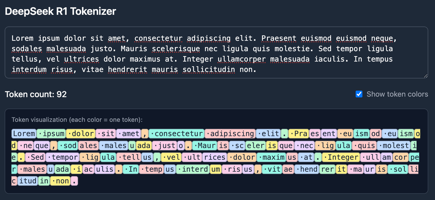 DeepSeek R1 tokenizer view