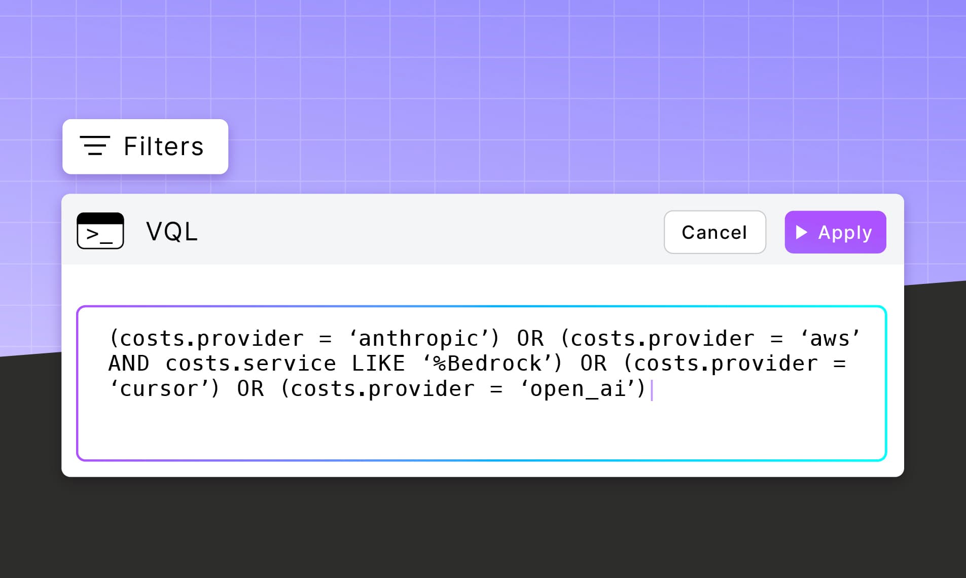 Vantage Launches Editable VQL in Filters