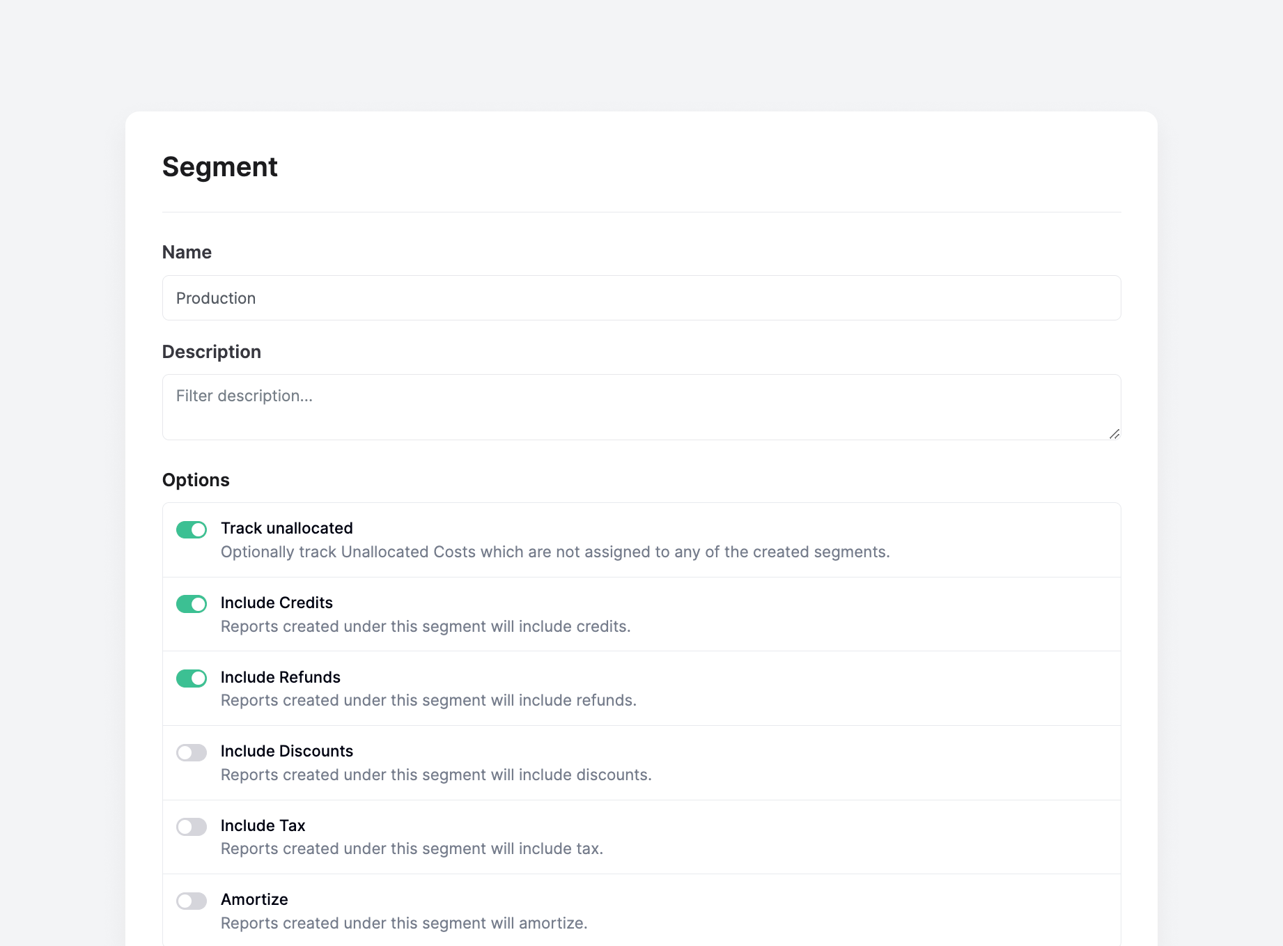 Segment creation screen in the console